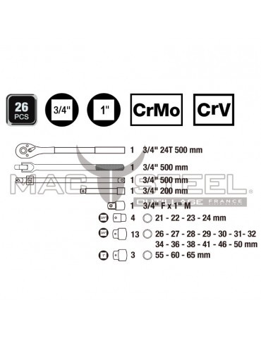 MAXI Coffret de douilles poids lourd