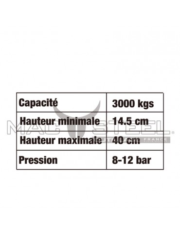 Cric long 3 BOUDINS PNHEUMATIQUE 3.000 T